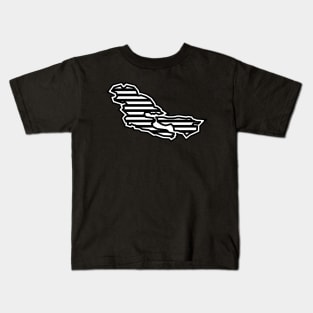 Pender Island Silhouette in Black and White Stripes - Line Pattern - Pender Island Kids T-Shirt